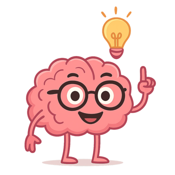 Creative Brain Character with Light Bulb Idea Moment png