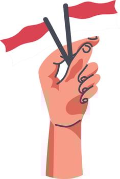 Hands Holding Indonesian Flag Illustration. vector