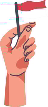 Hands Holding Indonesian Flag Illustration on White Background. vector