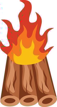 Wood Campfire Cartoon Illustration Isolated on White Background, vector