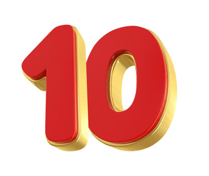 3d Red Number 10 png