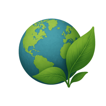 Earth Embraced by Nature with Green Leaves and Blue Planet png