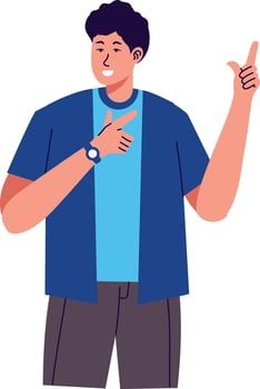 Illustration of People Pointing with Cartoon Design vector