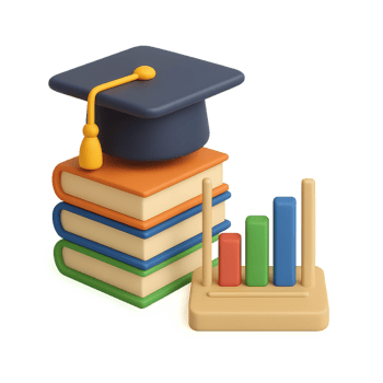 3D Education Infographic with Books and Chart for Learning Visuals png