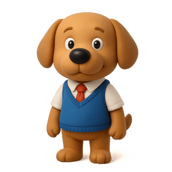 Cheerful Cartoon Dog Scholar in Sweater Vest and Tie Design png