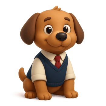 Cartoon Dog Scholar in Sweater Vest with Friendly Expression png