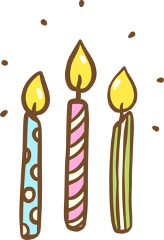 Illustration of Three Lit Birthday Candles png