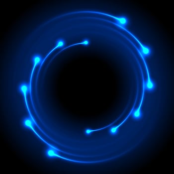 Blue glowing neon spiral circle abstract technology background vector
