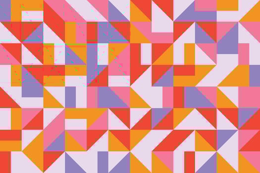 Flat seamless pattern featuring vibrant abstract geometric mosaic shapes vector