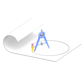 Geometry Compass drawing a perfect circle on a Paper Scroll png