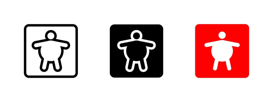 Obesity icon. Round-bodied figure representing overweight health condition illustration. Highlights medical risk and lifestyle awareness symbol. Wellness care sign. Weight management pictogram. vector