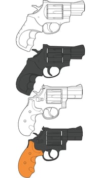 a drawing of four different guns vector