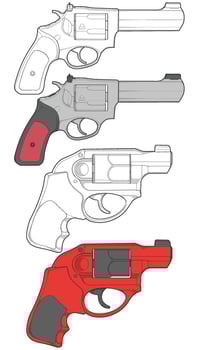 Bundling set of of Revolver art, Shooting gun, Weapon illustration, Revolver, Gun illustration, Modern firearm, Military concept, Pistol . vector