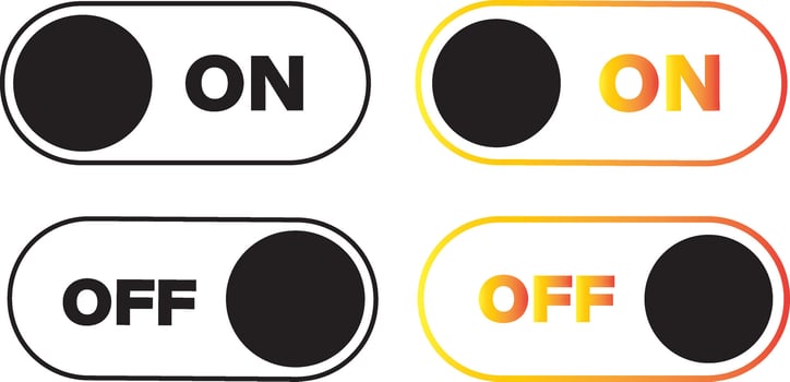 switch buttons and check mark icon. Setting toggle icons design. Black switch button, switch buttons set symbol, vector