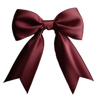 Burgundy Satin Bow on Transparent Background - Image for Festive and Elegant Design png