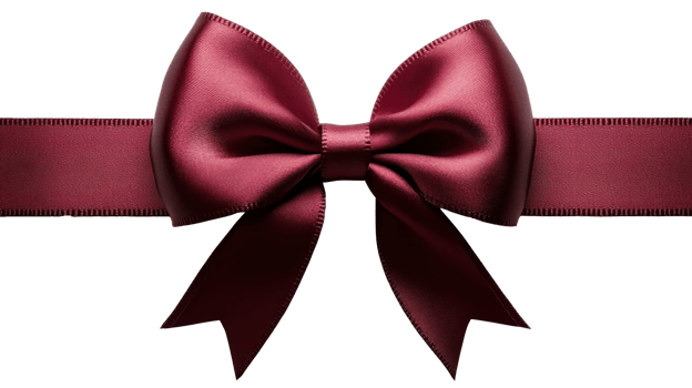 Maroon Ribbon Bow isolated on a Transparent Background, Image png