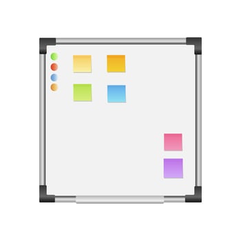 magnetic board clean white.for pinning notes.Scrum methodology for business planning. illustration vector