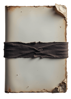 Aged scroll with burnt edges and dark cloth tied around it, evoking mystery and history png