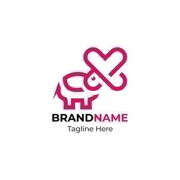 Cute elephant with heart logo designs concept. Elephant and heart shape on white background. vector