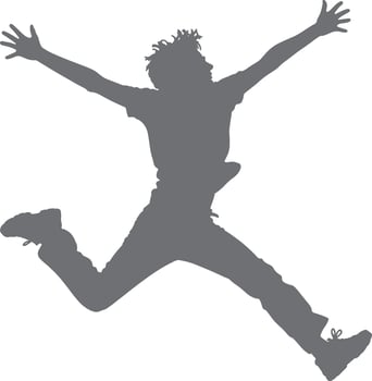 Energetic teenager jumping silhouette joyful action vector