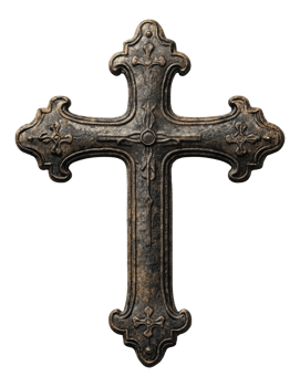 Intricate Bronze Ornamental Cross on Transparent Image png