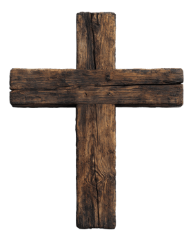 A Rustic Wooden Cross on a Transparent Image png