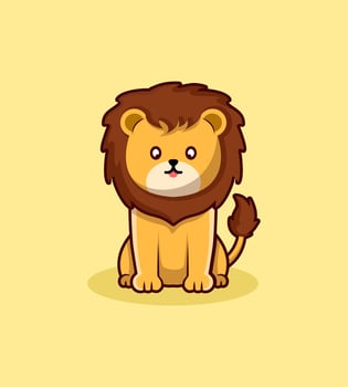cute lion cartoon character vector