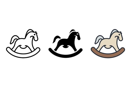 wooden horse icons isolated on White Background. Flat style design vector