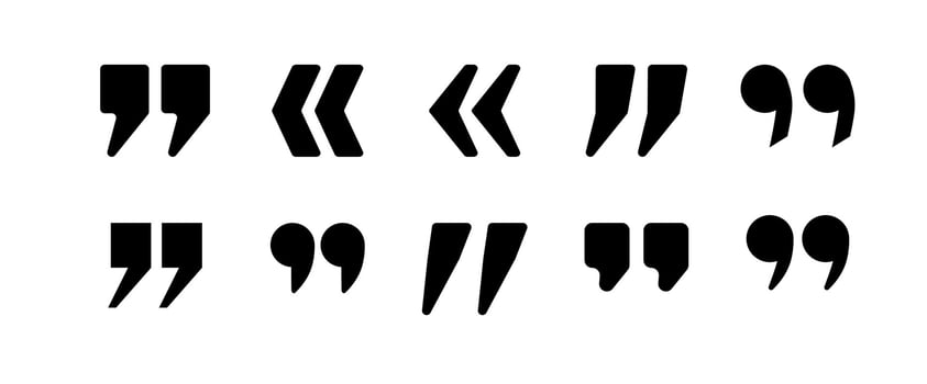 Quotation marks collection. Black quotes . Speech mark symbol. vector