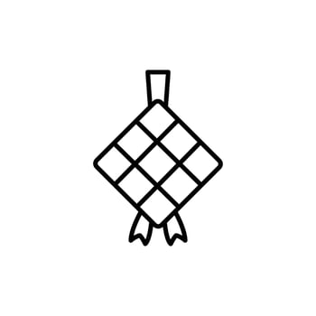 Simple black line icon of a ketupat, a traditional food during Eid celebrations in Malaysia and Indonesia. vector