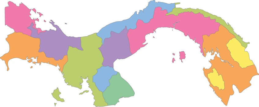 Multicolor Map of Panama with Provinces vector