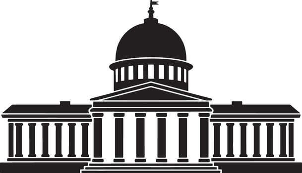 Classic government building silhouette illustration. vector