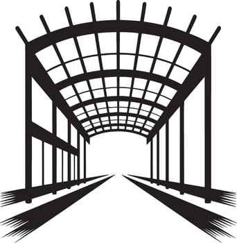 Railway station black and white architectural structure vector
