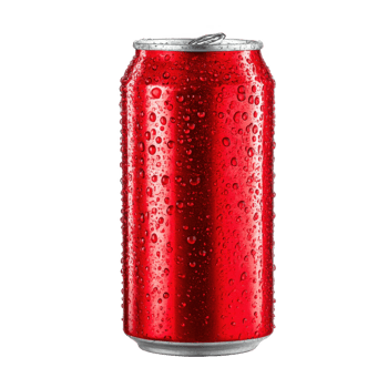 Refreshing red soda can with water droplets drink beverage refreshment on transparent background png
