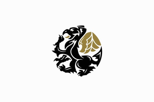illustration of griffin logo design in modern classic heraldic style in circle symbol vector