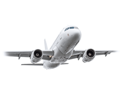 Aircraft taking off against clear sky with detailed engines view png