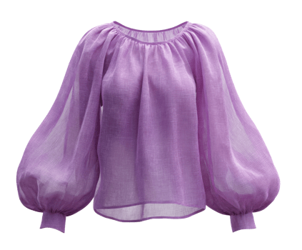Elegant purple blouse with puff sleeves for stylish outfits png