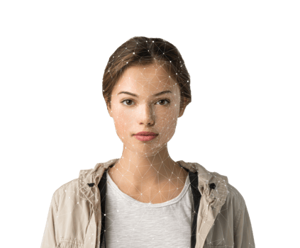 Woman with digital network overlay illustrating technology concept png