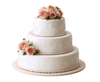 Elegant wedding cake with pink roses for celebration and events png