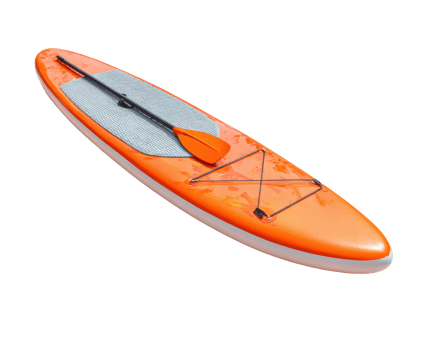 Orange paddle board ready for recreational water activity png