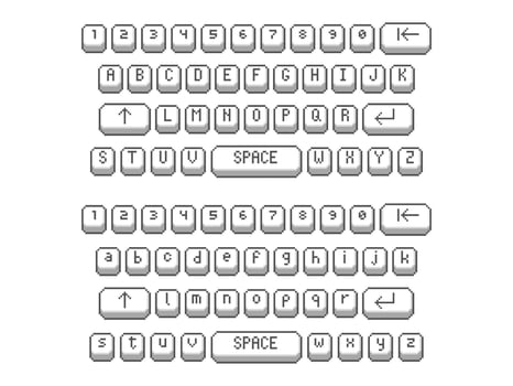 collection set of retro 8bit pixel art keyboard ui game button icon vector