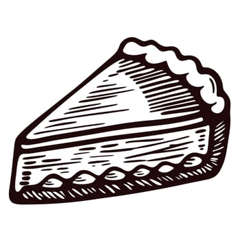 of a slice of pie with detailed line art vector
