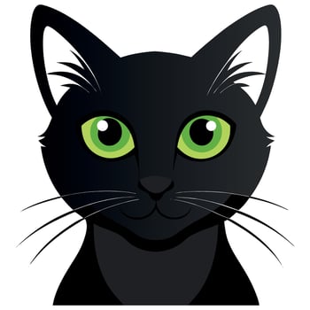 Black Cat with Green Eyes Illustration for Stock vector