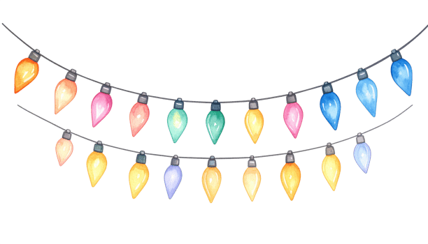 Colorful String Lights on Transparent Background png