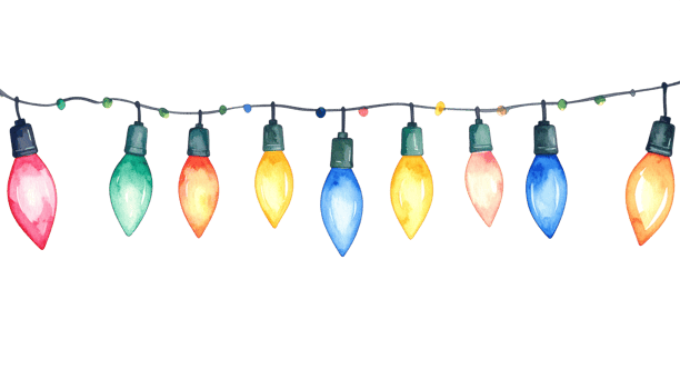 Watercolor Colorful String Lights on Transparent Background png