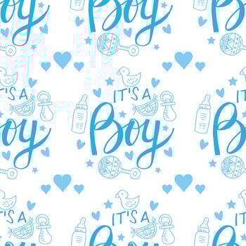 Seamless pattern with hand drawn elements for baby shower. vector