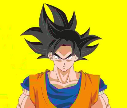 illustration of Ultra Instinct Goku sign full color vector