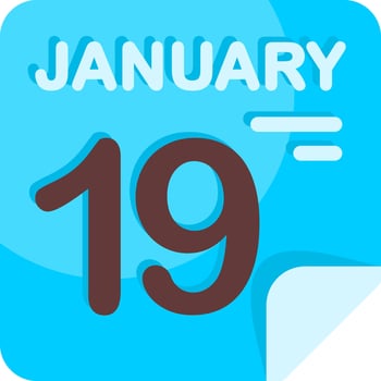 19 January Calendar Flat Icon vector