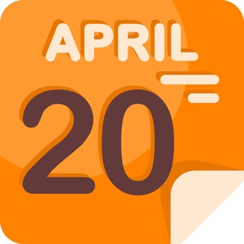 20 April Calendar Flat Icon vector