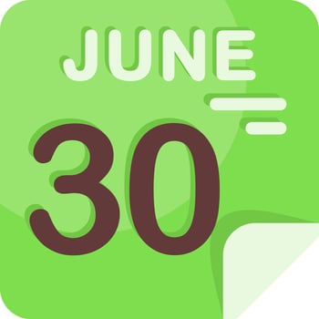 30 June Calendar Flat Icon vector